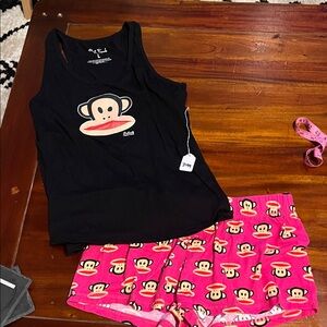 Paul Frank Black Tank and Pink Shorts Set